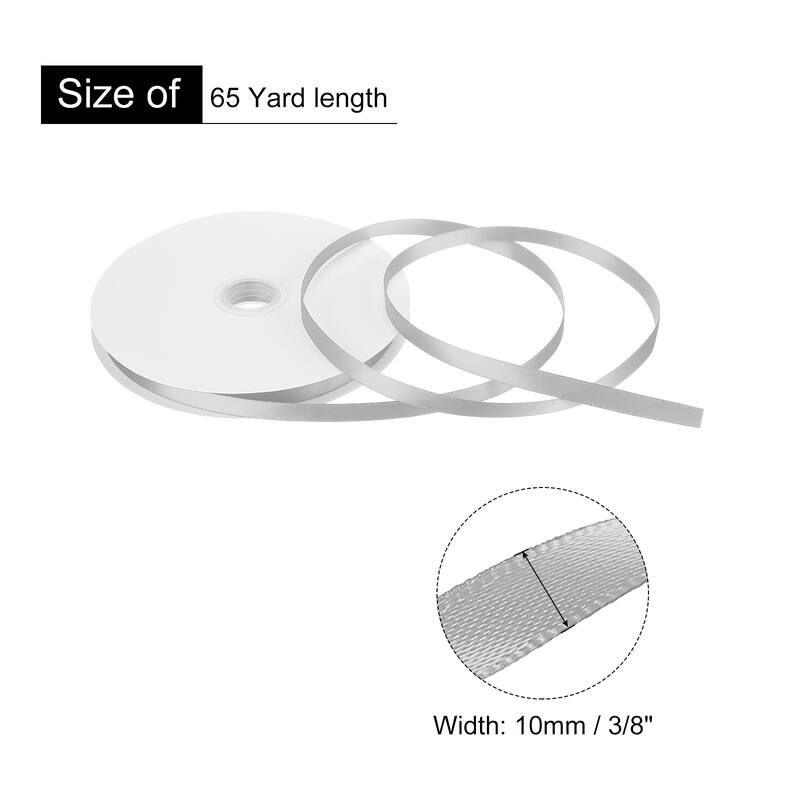 Satin Ribbon Grosgrain Valentine Solid Double Face Wedding Ribbon - Grey - 3/8" x 65 Yard