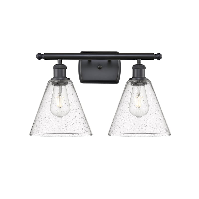 Innovations Lighting 516-2W-11-18 Berkshire Vanity Berkshire 2 Light - Matte Black / Seedy