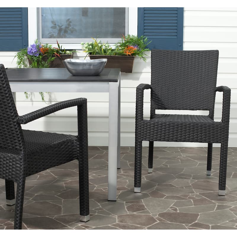 SAFAVIEH Outdoor Nautica Arm Chair (Set of 2) - 22Wx23Dx34H - Black