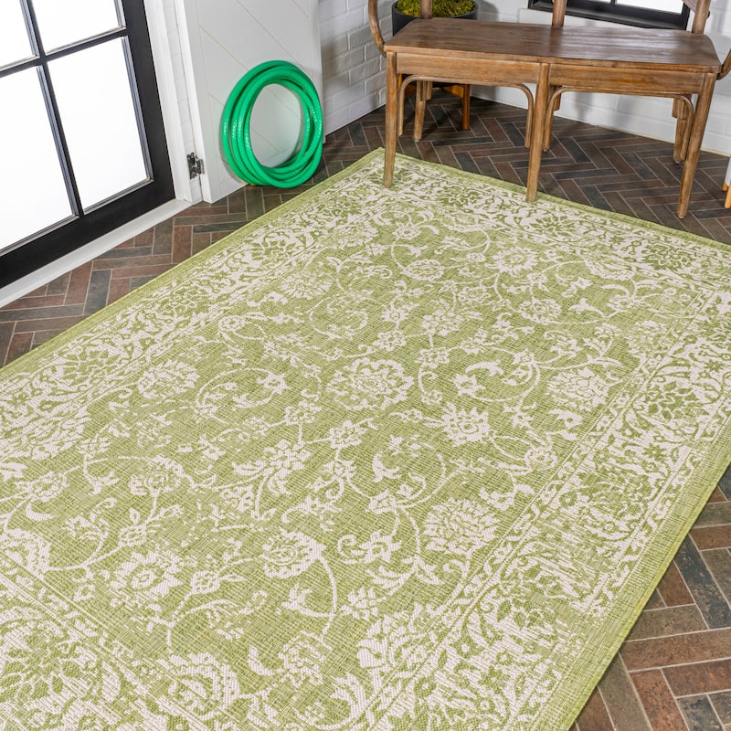 JONATHAN Y Sinjuri Bohemian Textured Weave Floral Indoor/Outdoor Area Rug