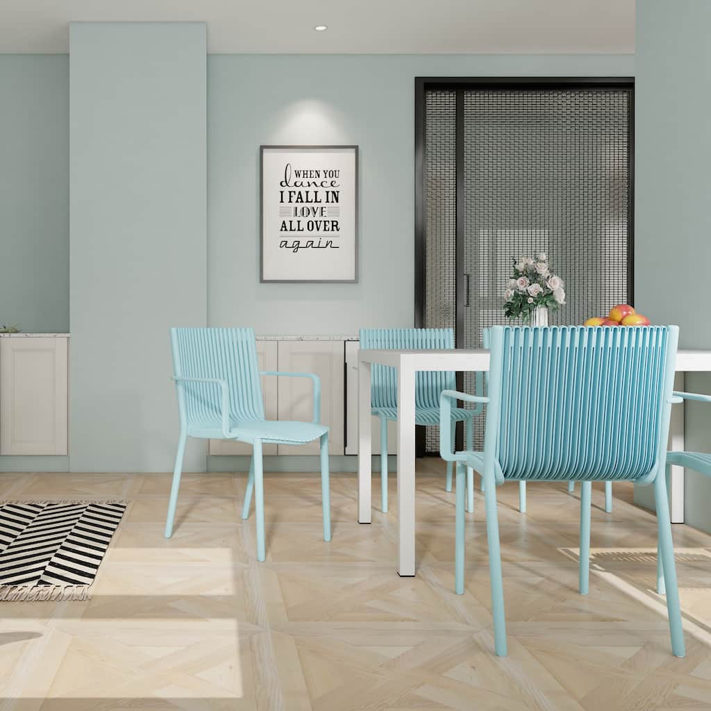 4-Pack All-Weather Polypropylene Chairs - Light Blue Stackable Lounge Chairs for Poolside, Garden, Restaurant & Indoor Use