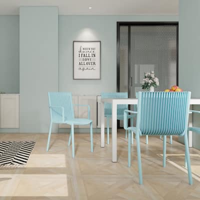 4-Pack All-Weather Polypropylene Chairs - Stackable Lounge Chairs for Poolside, Garden, Restaurant & Indoor Use