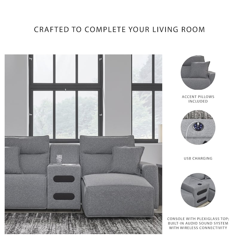 Signature Design by Ashley Modmax Gray 3-Piece Power Reclining Sectional with Chaise - 100" W x 63" D x 41" H