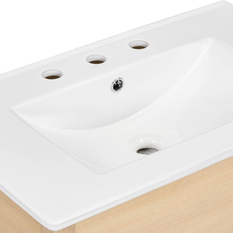36" White Bathroom Vanity Cabinet with Ceramic Sink,Versatile Storage