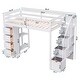 preview thumbnail 3 of 9, Twin size Loft Bed with Storage Drawers, Kid's Bed with Stairs, Pine Wooden Bed Frame with Shelves for Bedroom, White