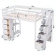 preview thumbnail 3 of 28, Twin size Loft Bed with Storage Drawers, Shelves and Stairs, White