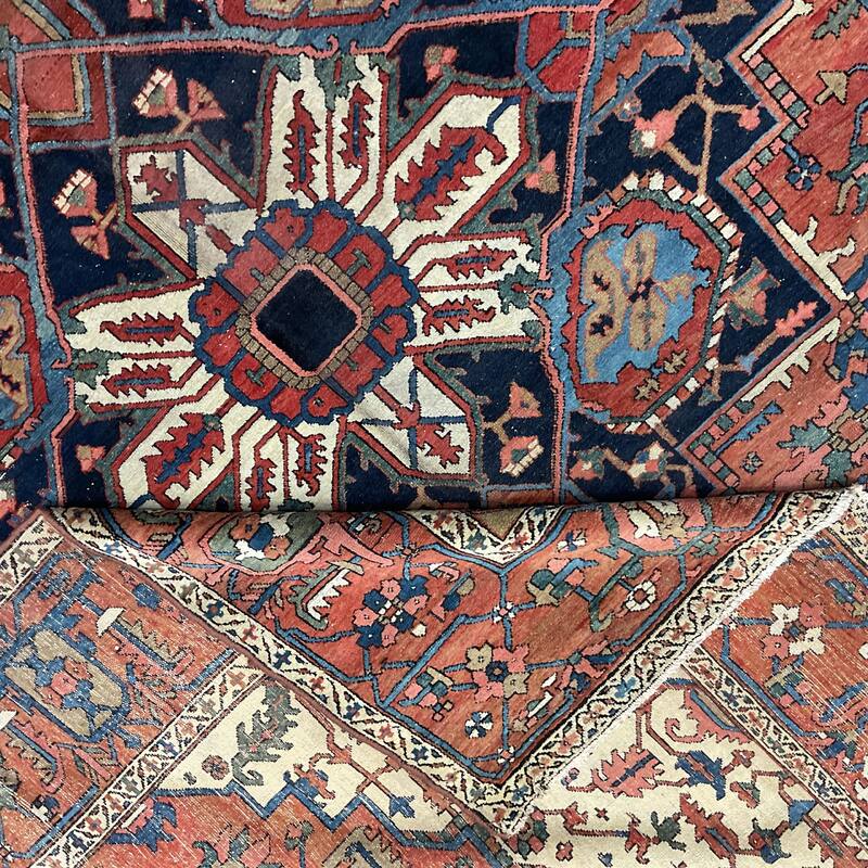 HERAT ORIENTAL Antique 1860s Serapi Wool Rug - 9'6" x 12'1"