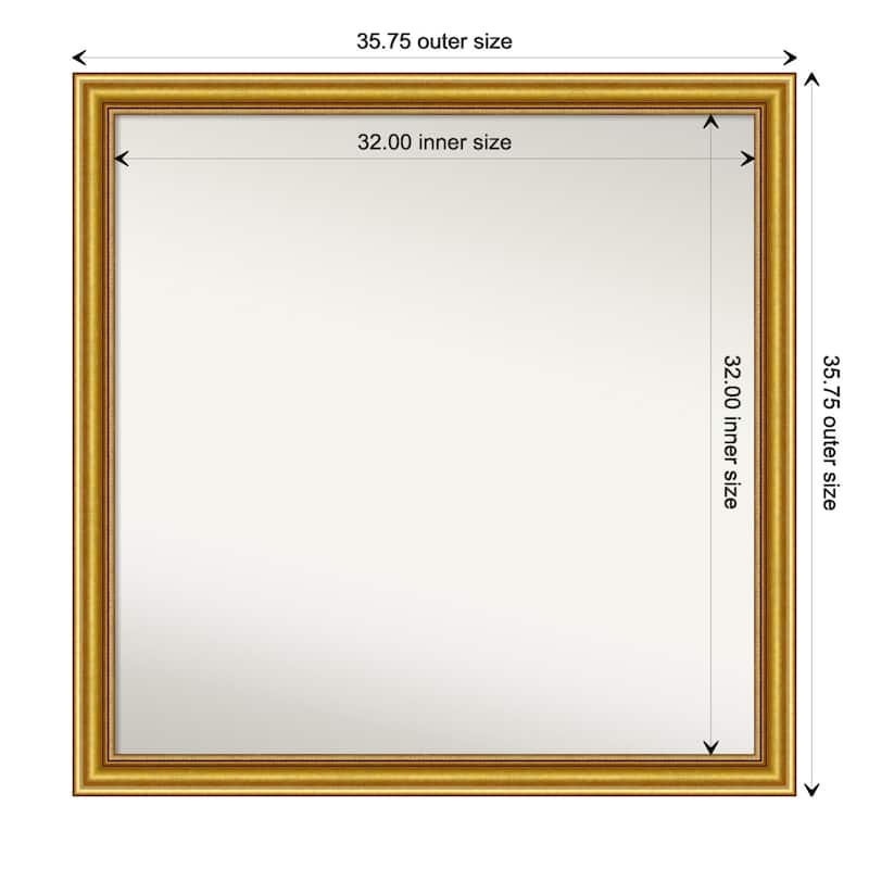 Townhouse Gold Framed Non-Beveled Custom Wall Mirror, Bathroom Vanity Mirror - Outer Size: 35.75 x 35.75