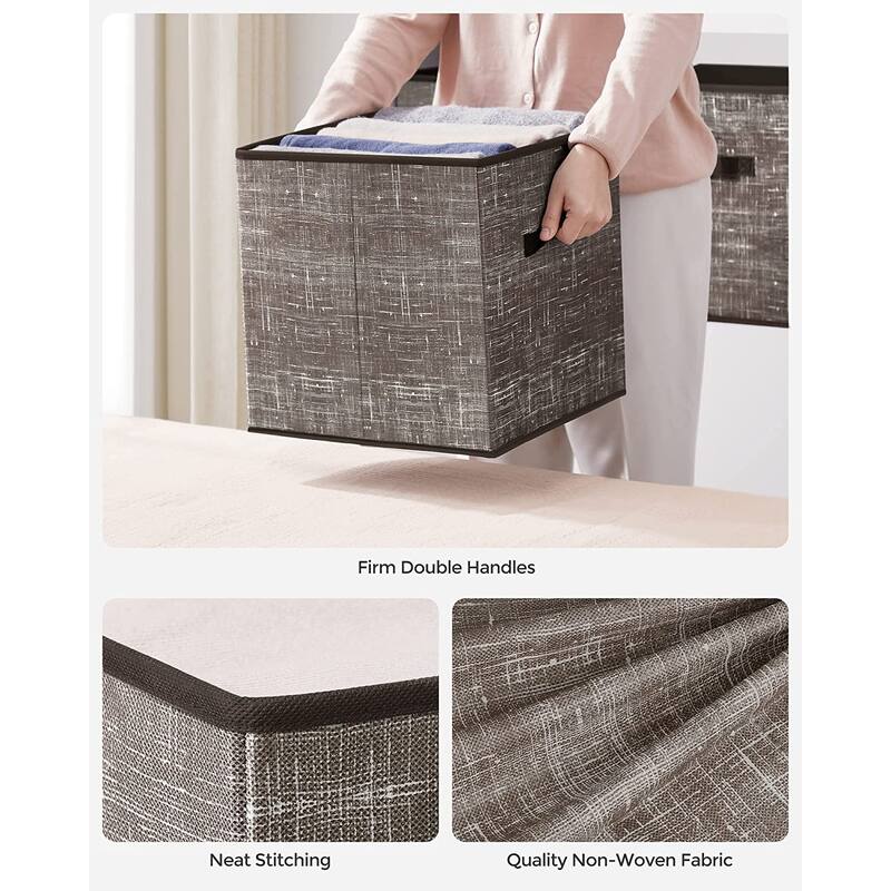 6 Fabric Foldable Storage Cubes with Handles Stylish Print Ideal for Bedroom and Living Room