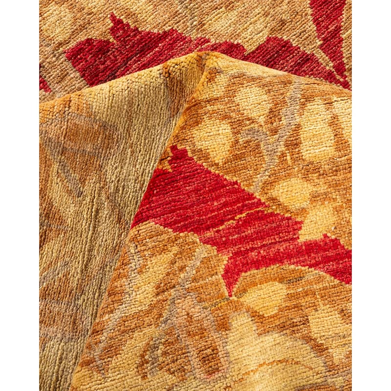 Overton Hand Knotted Wool Vintage Inspired Modern Contemporary Arts & Crafts Green Area Rug - 9 x 12