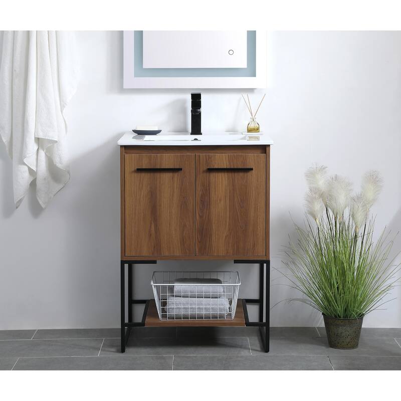 Drift 24 - 30 Inch Single Bathroom Vanity - 24 Inches - Walnut Brown