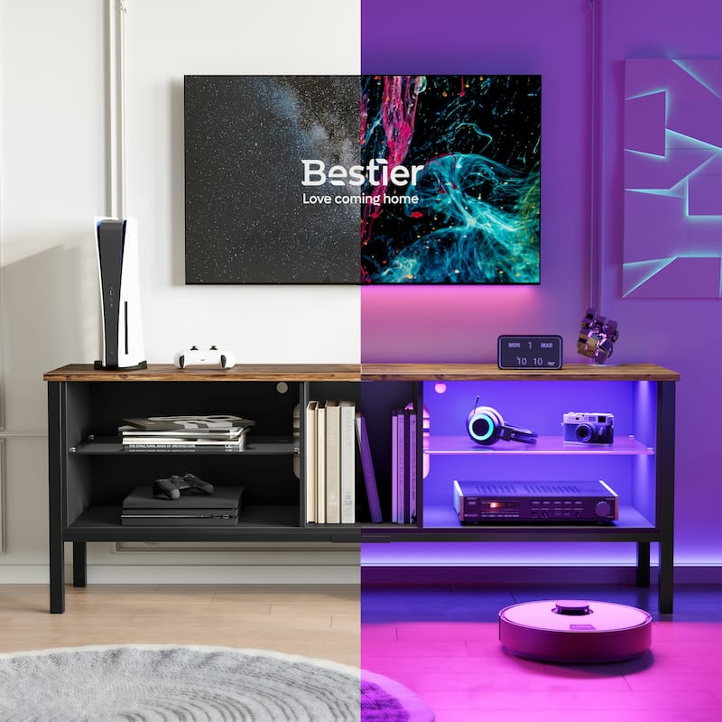 LED Entertainment Center with Shelves Gaming TV Stand for 70 inch TVs - 62 inches