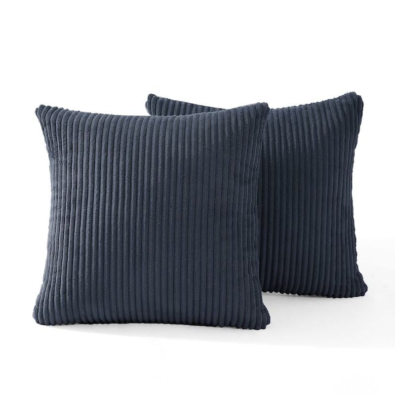 Set of 2 Modern Square Corduroy Accent Throw Pillow - 16.8"×16.8" - Navy