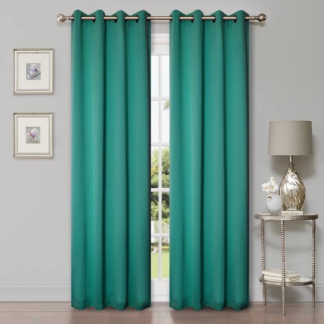 Miranda Haus Classic Modern Solid Blackout Curtain Set with 2 Panels - 52" X 84" - Cerulean Blue