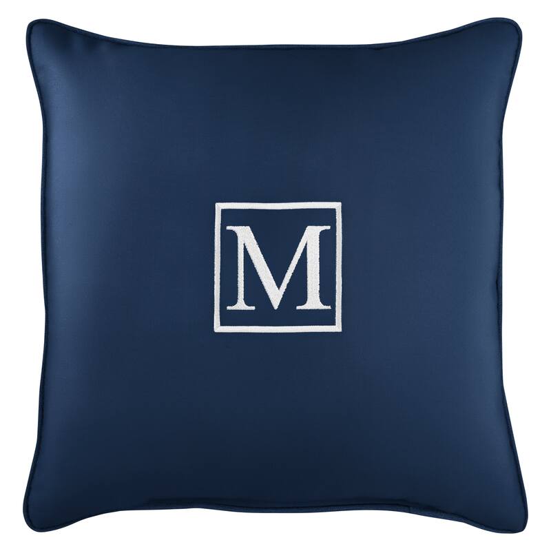 Monogram Corded Single Square Pillow by Havenside Home - "M" - Navy