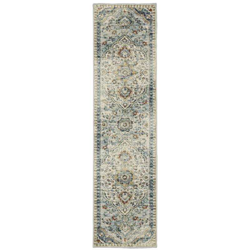 Style Haven Bassel Vintage Medallion Blue/ Multi Indoor Area Rug - 1' 10" x 7' 3" - Runner