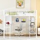 preview thumbnail 11 of 34, Stylish Metal Loft Bed Frame with 3 Layers of Shelves, Desk, Whiteboard, Ladder and Guardrails, Large Space Underneath