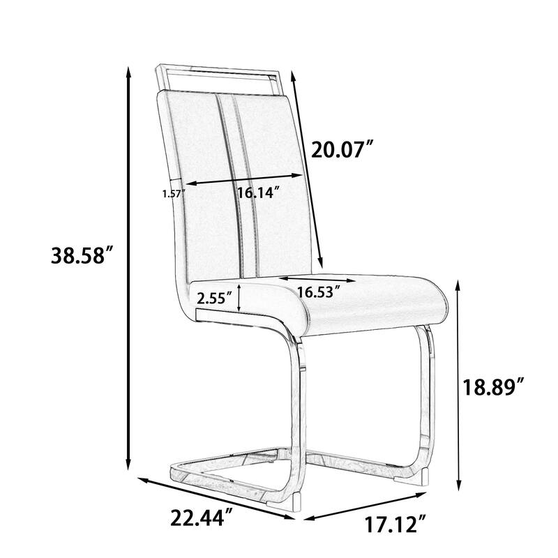 5-Piece Modern Glass Dining Table Set with 4 PU Upholstered Chairs