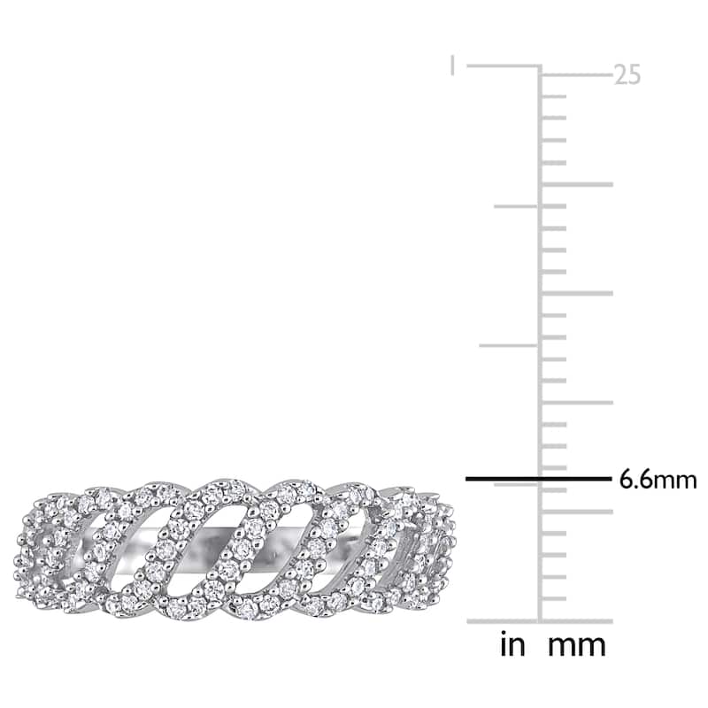 Miadora 1/3ct TDW Diamond Wave Ring in 10k White Gold