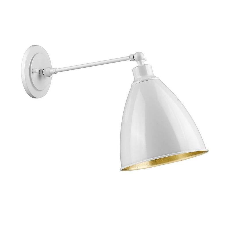 1 Lt Single Adjustable Armed Sconce White and Gold