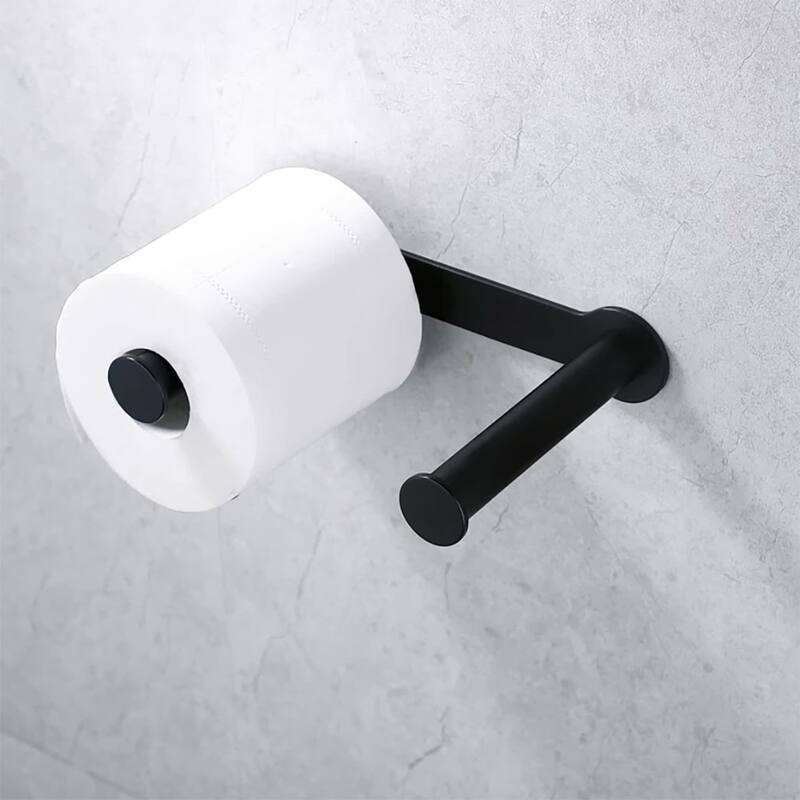 Wall-Mount Dual Post Toilet Paper Holder Double Roll Tissue Holder - Satin Black