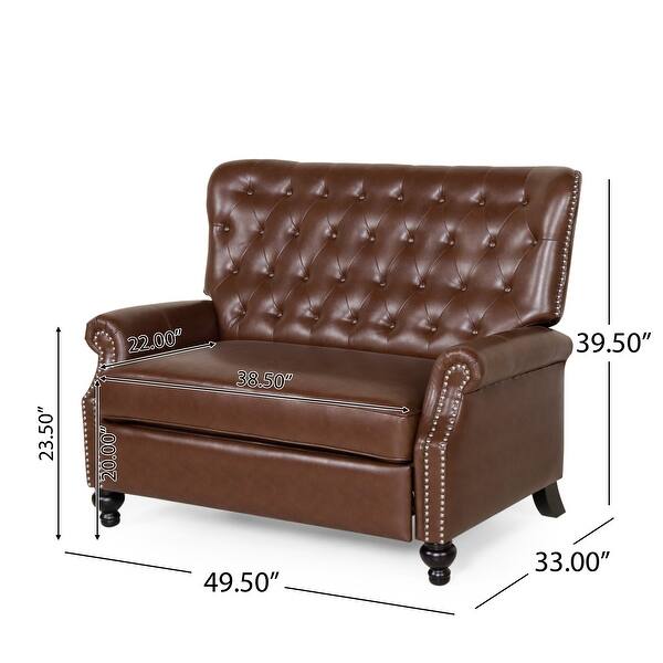 Brown Classic Faux Leather Oversized Push-Back Recliner with Button ...
