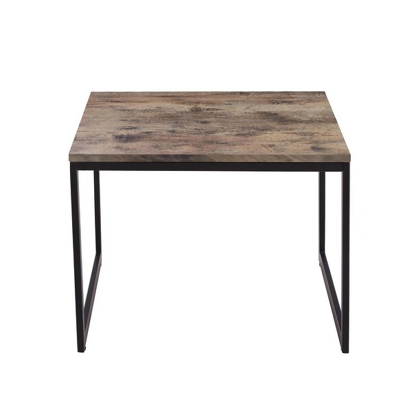 Industrial Square Coffee Table for Living Room with Metal Frame
