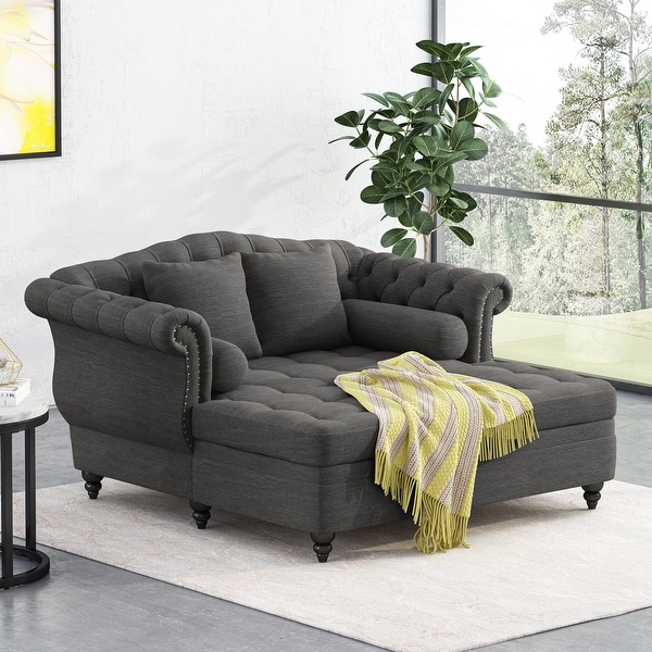 Wellston Tufted Double Chaise Lounge by Christopher Knight Home 62.50 L x 58.50 W x 34.00 H On Sale Bed Bath Beyond 32873152