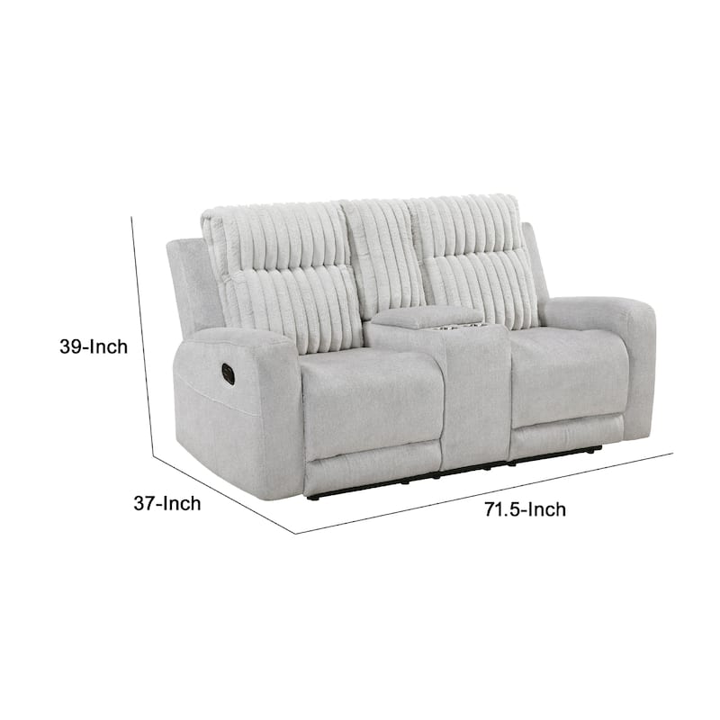 Lupe Double Manual Reclining Loveseat with Console, Light Gray Microfiber