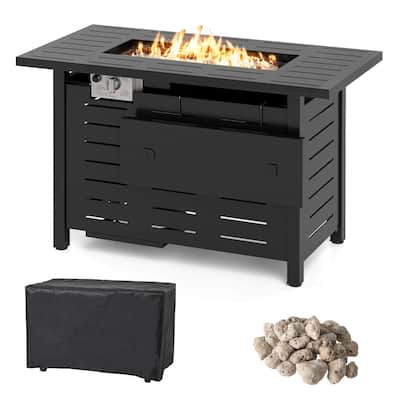 Costway 40-Inch Outdoor Propane Fire Pit with Lava Rocks Removable Lid - See Details