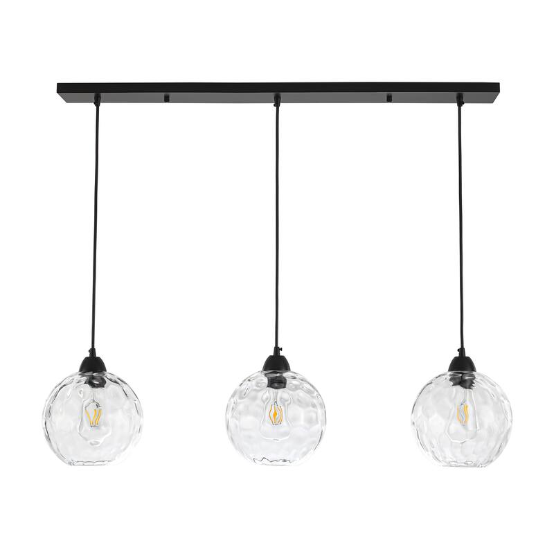 Modern Textured Glass Globe Pendant Light - Matte Black