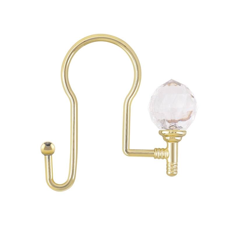 Utopia Alley Rustproof Zinc Double Shower Curtain Hooks for Bathroom, Crystal Design, Set of 12