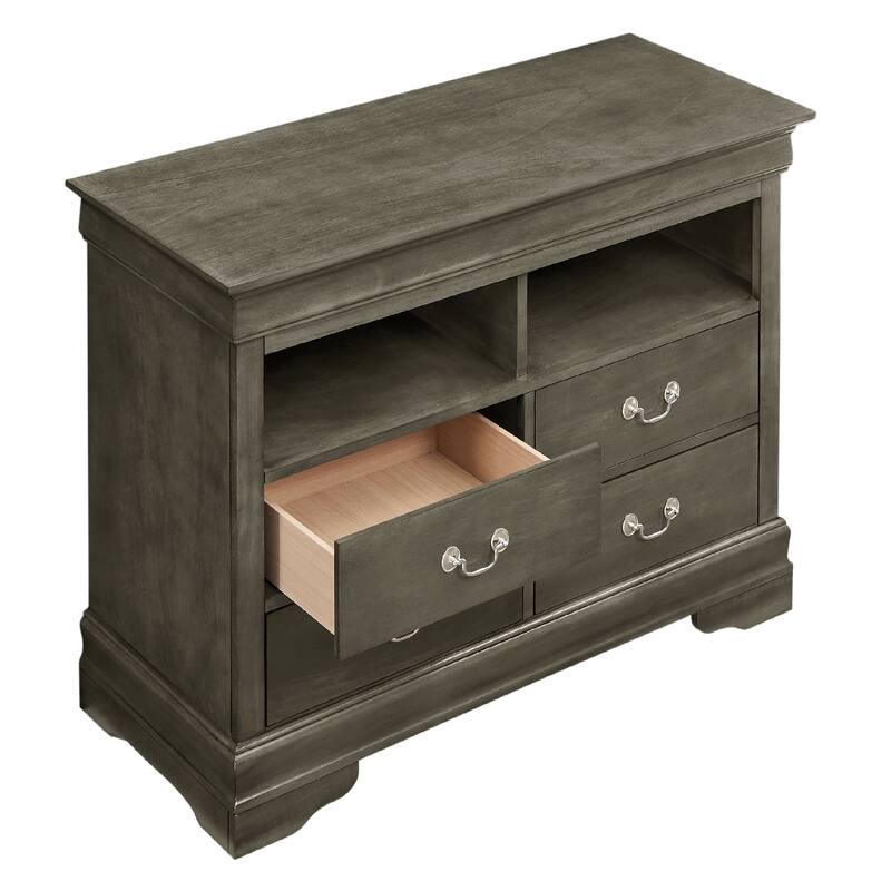 4-Drawer Wooden TV Media Chest - 42" - Gray