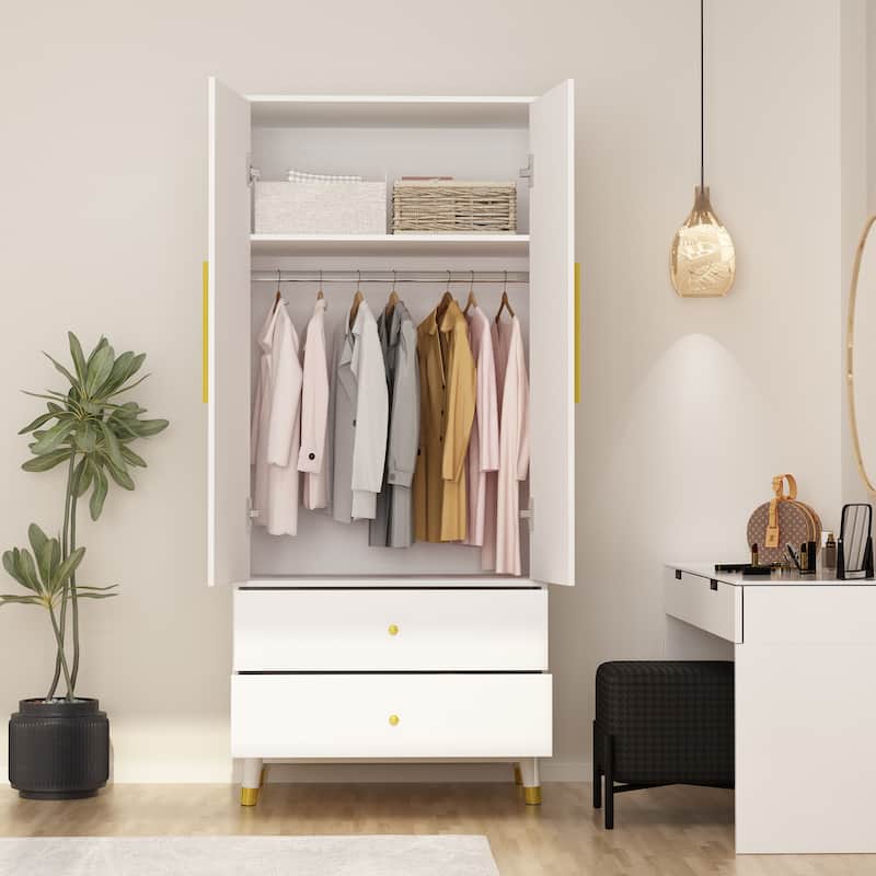31.5"Wx70.9"H Armoire Wardrobe Storage Cabinet Closet Hanging Drawers