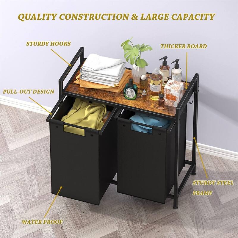 Double Laundry Hamper - 28.7"L x 13.4"W x 28.9"H