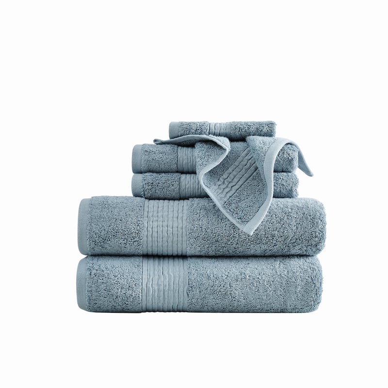 Badgley Mischka Cotton TENCEL™ Oversized 6 Piece Towel Set - Blue
