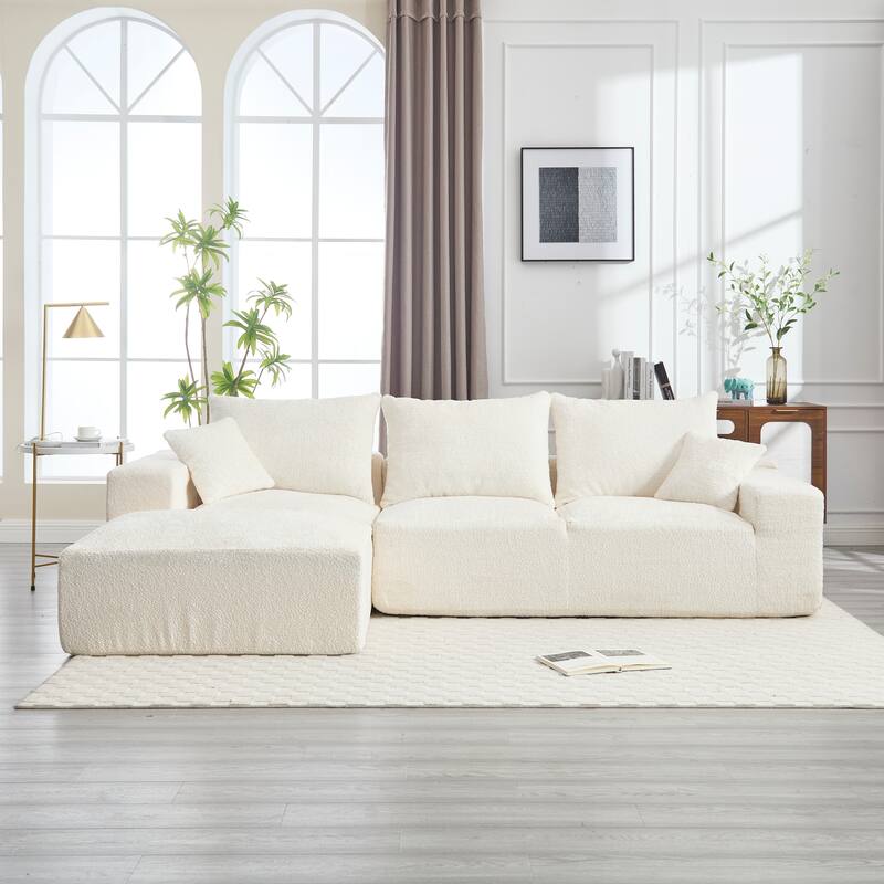 Floor Standing Chaise Lounge Couch L-shape Sectional Sofa with Ottoman