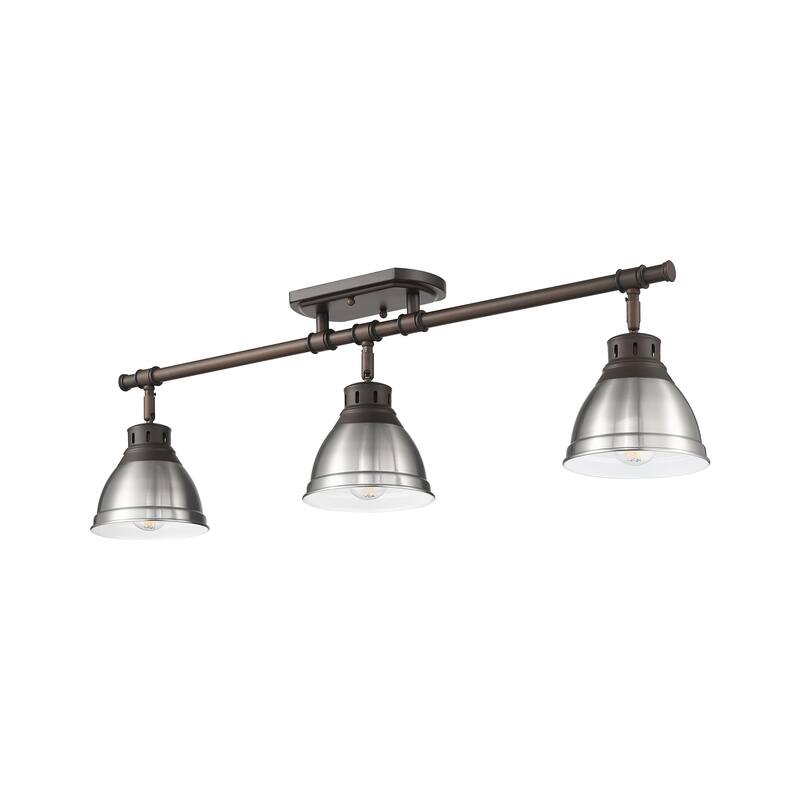 Yep by Golden Lighting Duncan 3-light Semi-Flush Mount in Rubbed Bronze and Pewter shade - Rubbed Bronze - 3-Light Semi-flush