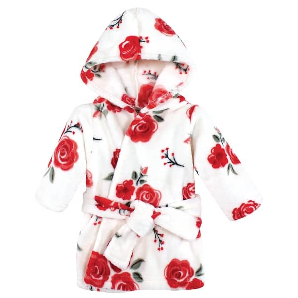 slide 1 of 1, Hudson Baby Unisex Baby Plush Animal Face Bathrobe, Red Rose, 0-9 Months - Red Rose - 0-9 Months 0-9 Months - Red Rose