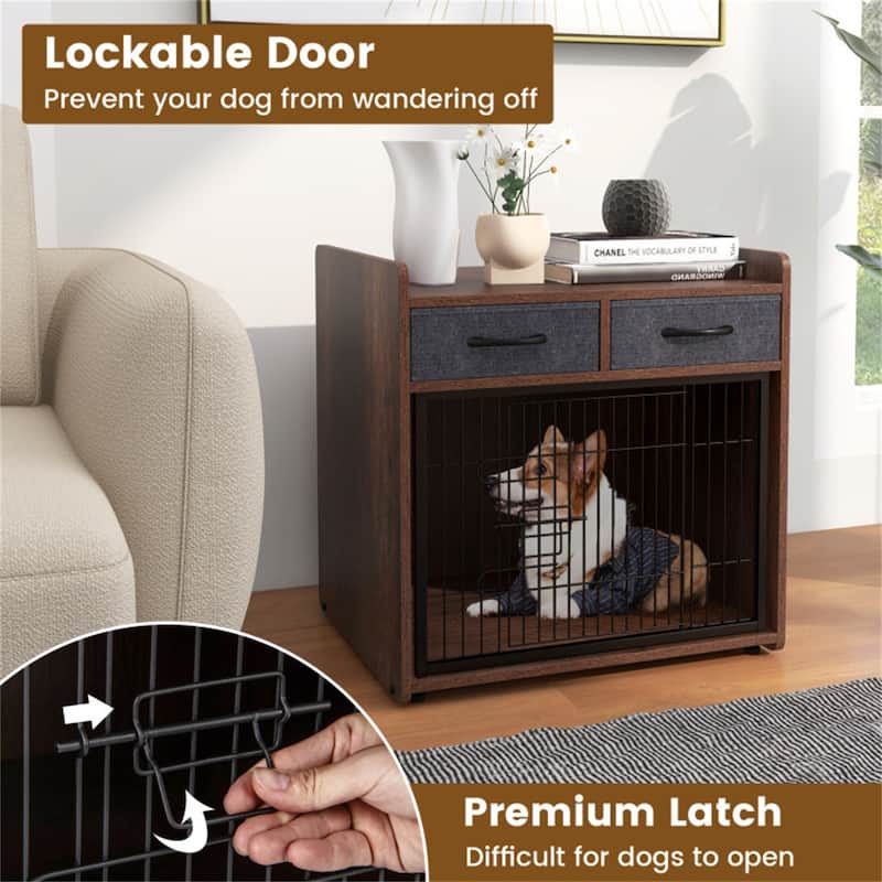 Stylish Dog Cage with Furniture, Multi-Functional Pet Enclosure for Home Use - 24.5" × 19.5" × 25" (L × W × H)