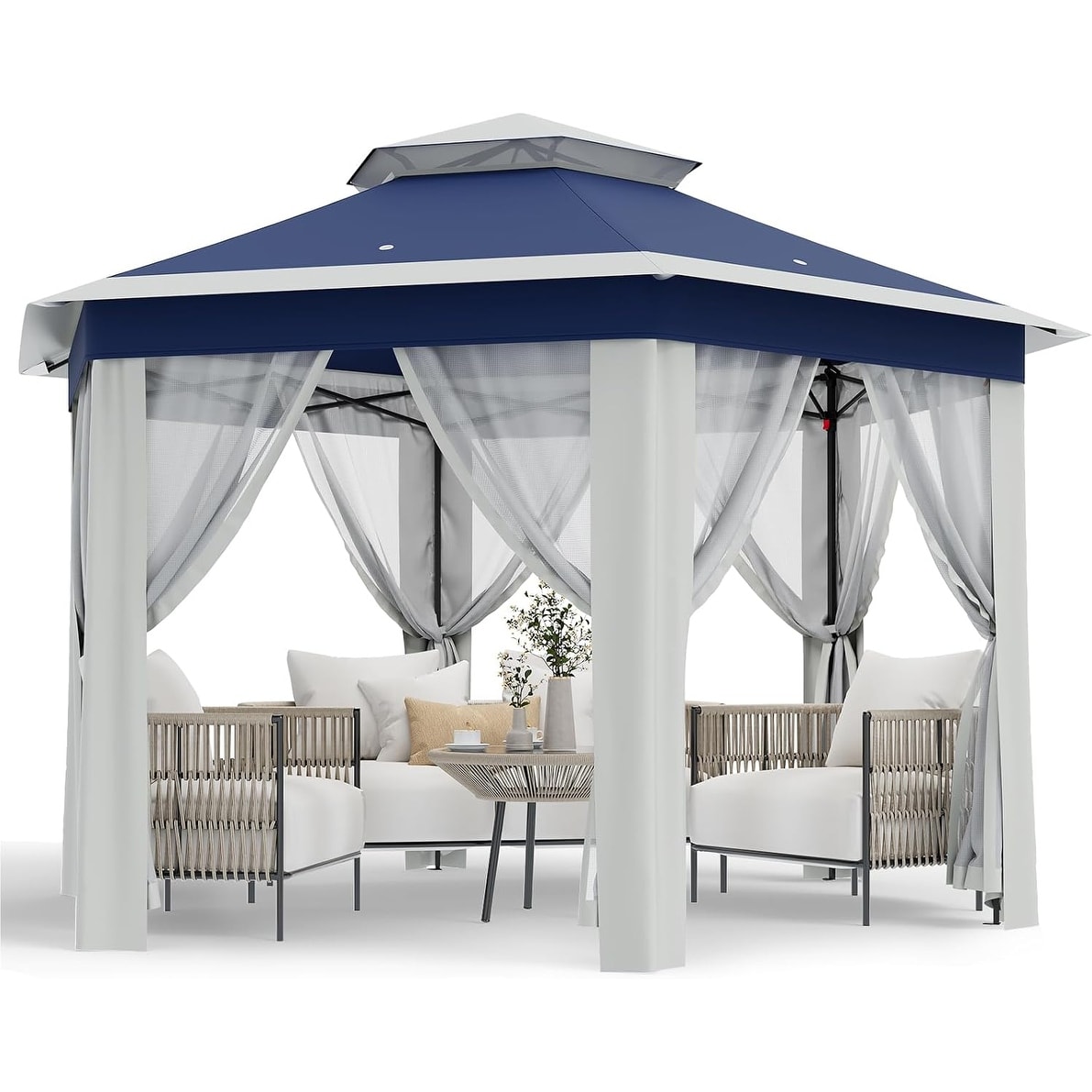 Pop Up Gazebo,Double Vented Roof Sun Shelter with Adjustable