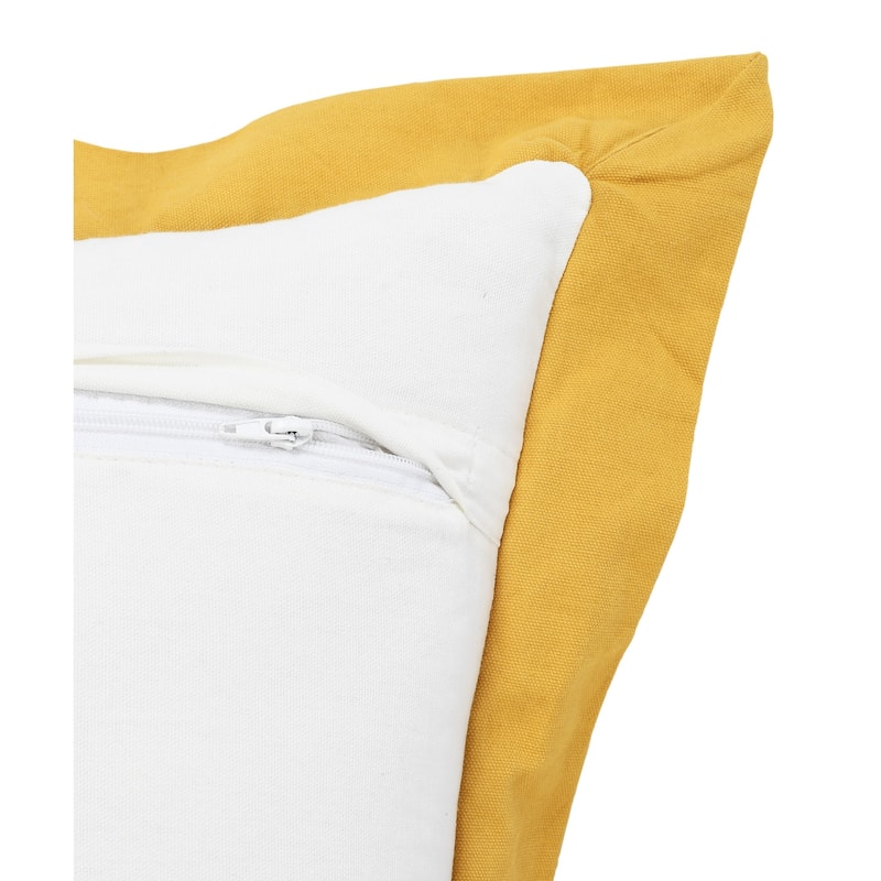 HomeRoots 20" X 20" White And Golden Yellow 100% Cotton Geometric Zippered Pillow