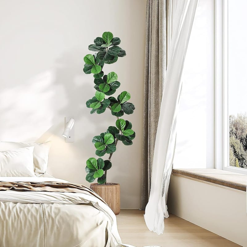 Fiddle Leaf Fig Artificial Tree, Fake Floor Plant for Home Decor
