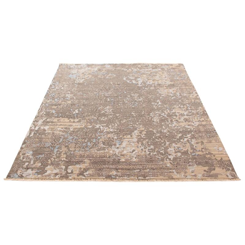 ECARPETGALLERY Hand-knotted Heritage Dark Grey Silk, Wool Rug - 8'0 x 10'0