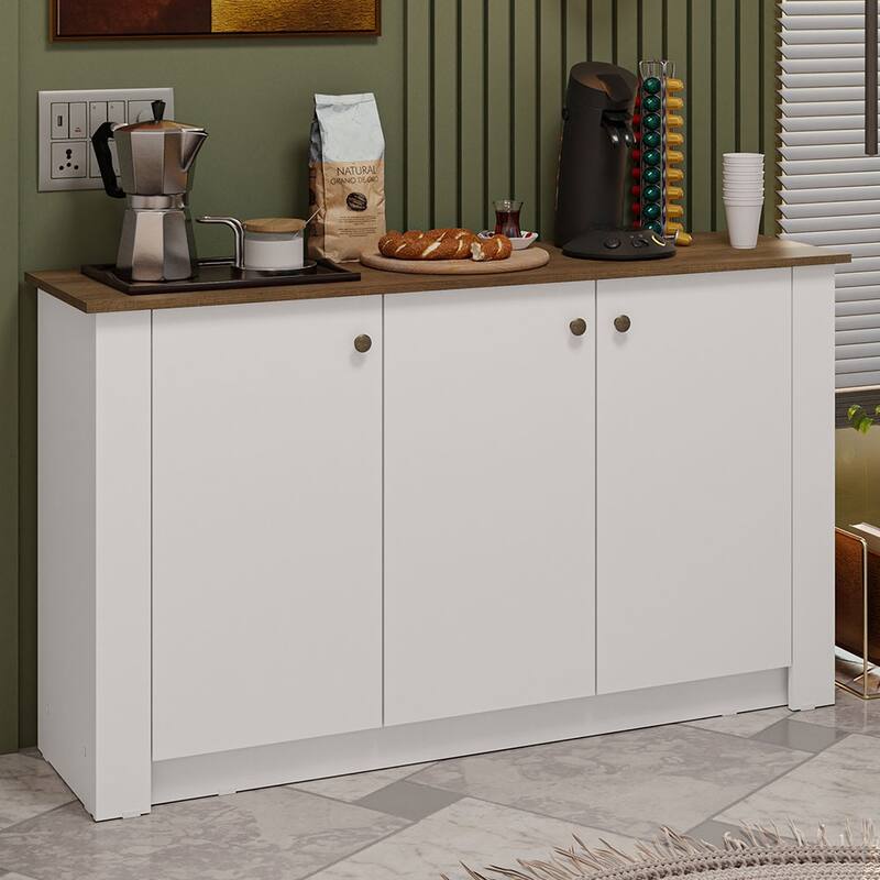 Madesa Coffee Bar Cabinet with 3 Doors Storage for Kitchen & Office
