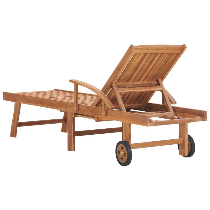 vidaXL Patio Lounge Chair Outdoor Sunbed Sunlounger with Cushion Solid Teak - 76.8" x 23.4" x 13.8"