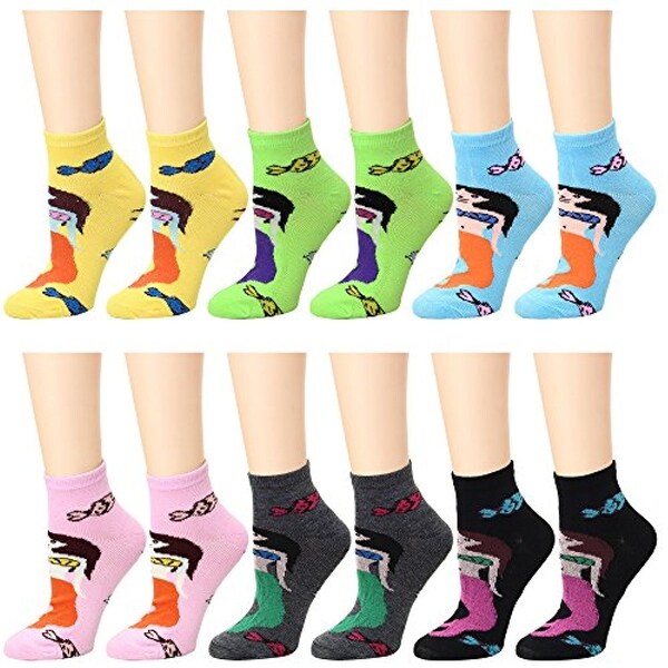 Women's 12 Pairs Pack Low Cut Colorful Fancy Design Ankle Socks - Overstock - 19525425