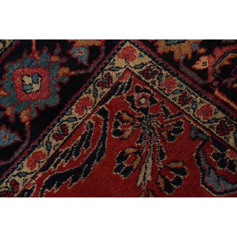 Hand Knotted Oriental 100% Wool Carpet Traditional Floral Oranges & Rust Sarouk Area Rug - 12' 1'' X 8' 9''