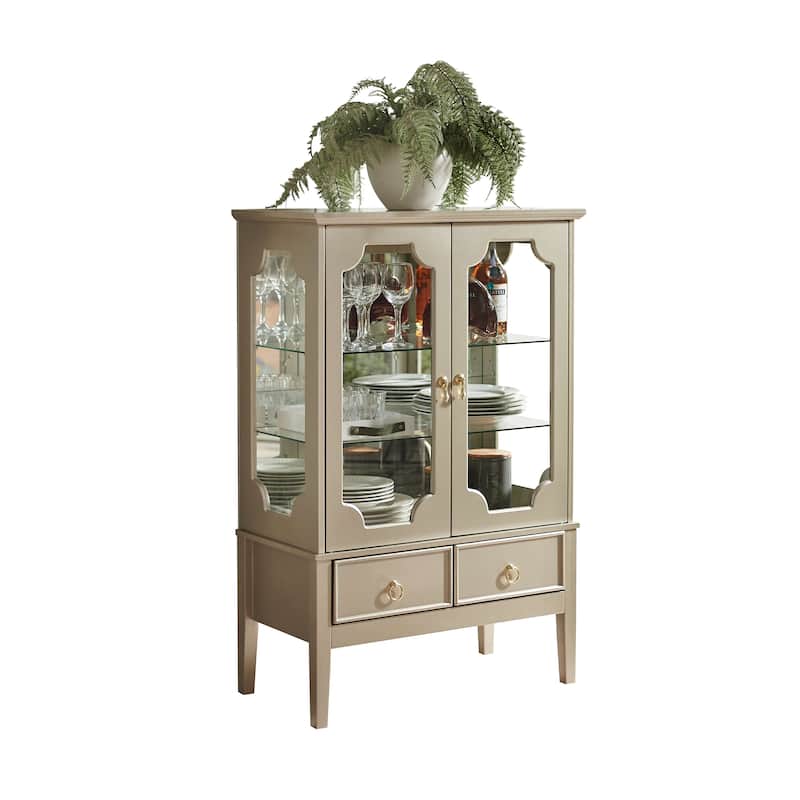 Curio Display Storage Accent Cabinet with Glass Shelves (Gold) - Gold