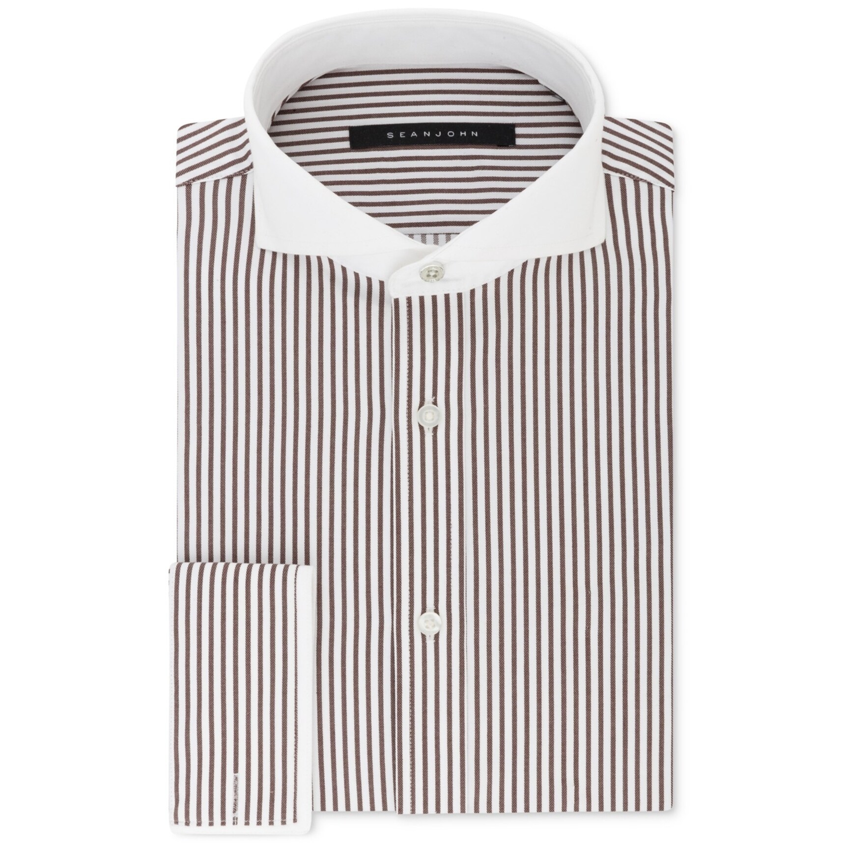 Shop Sean John Mens Tailored Button Up Dress Shirt Brown 15 5